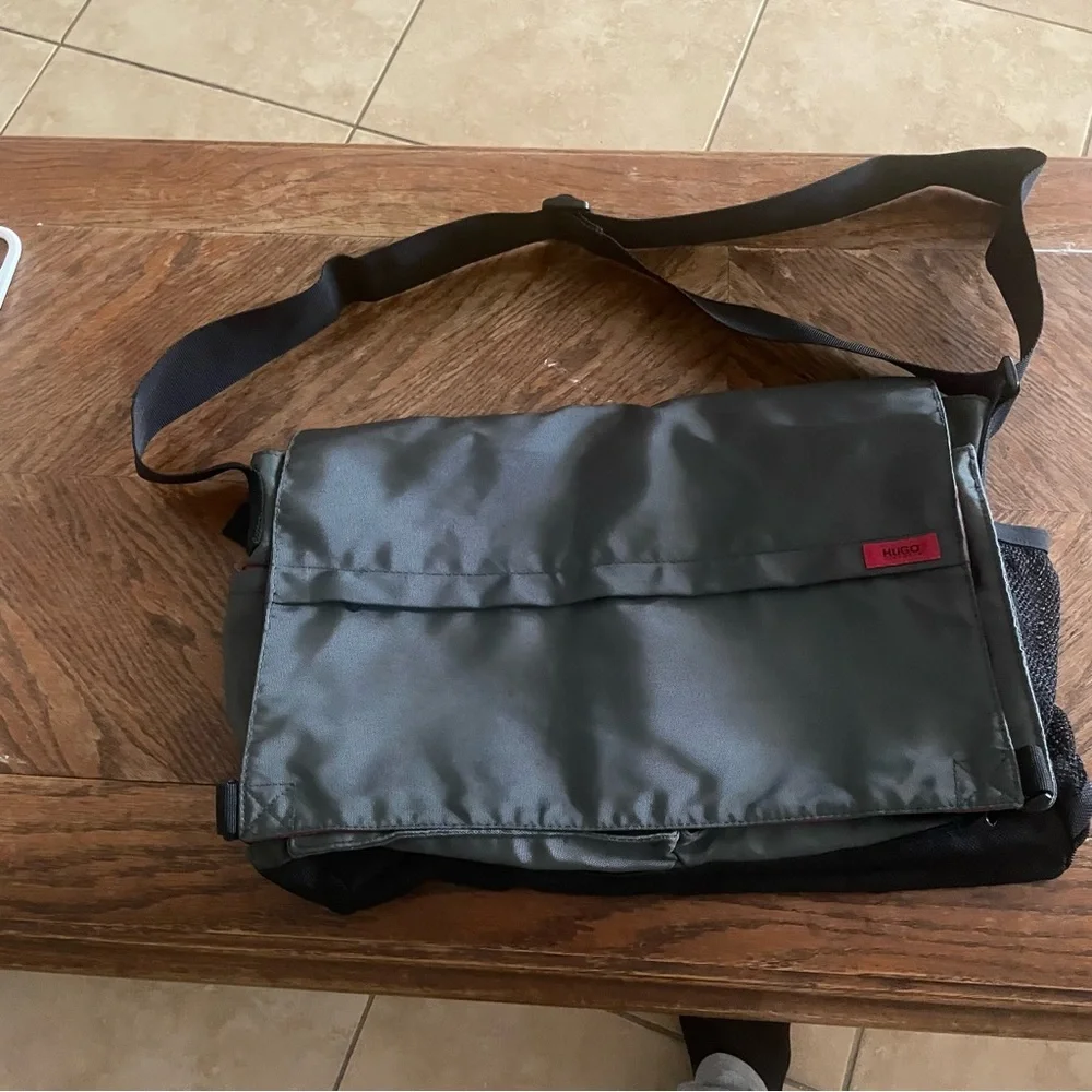 Hugo Boss Nylon Gray and green Messenger Bag